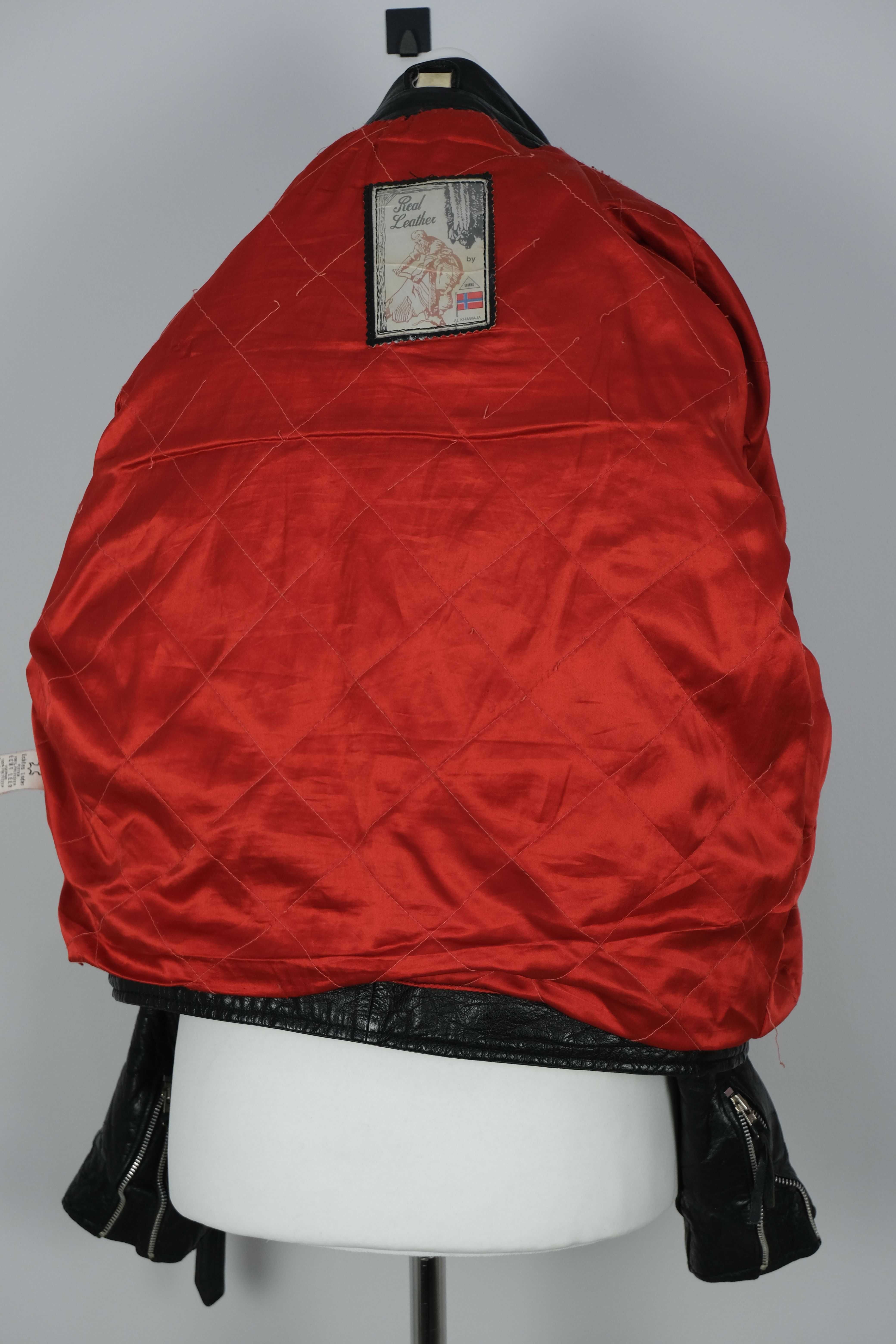 Red leather ramoneska skórzana, gruba mięsista  vintage r XL