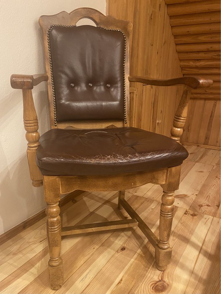 Krzesło fotel ludwikowskie ludwik skóra naturalna stylowy chesterfield