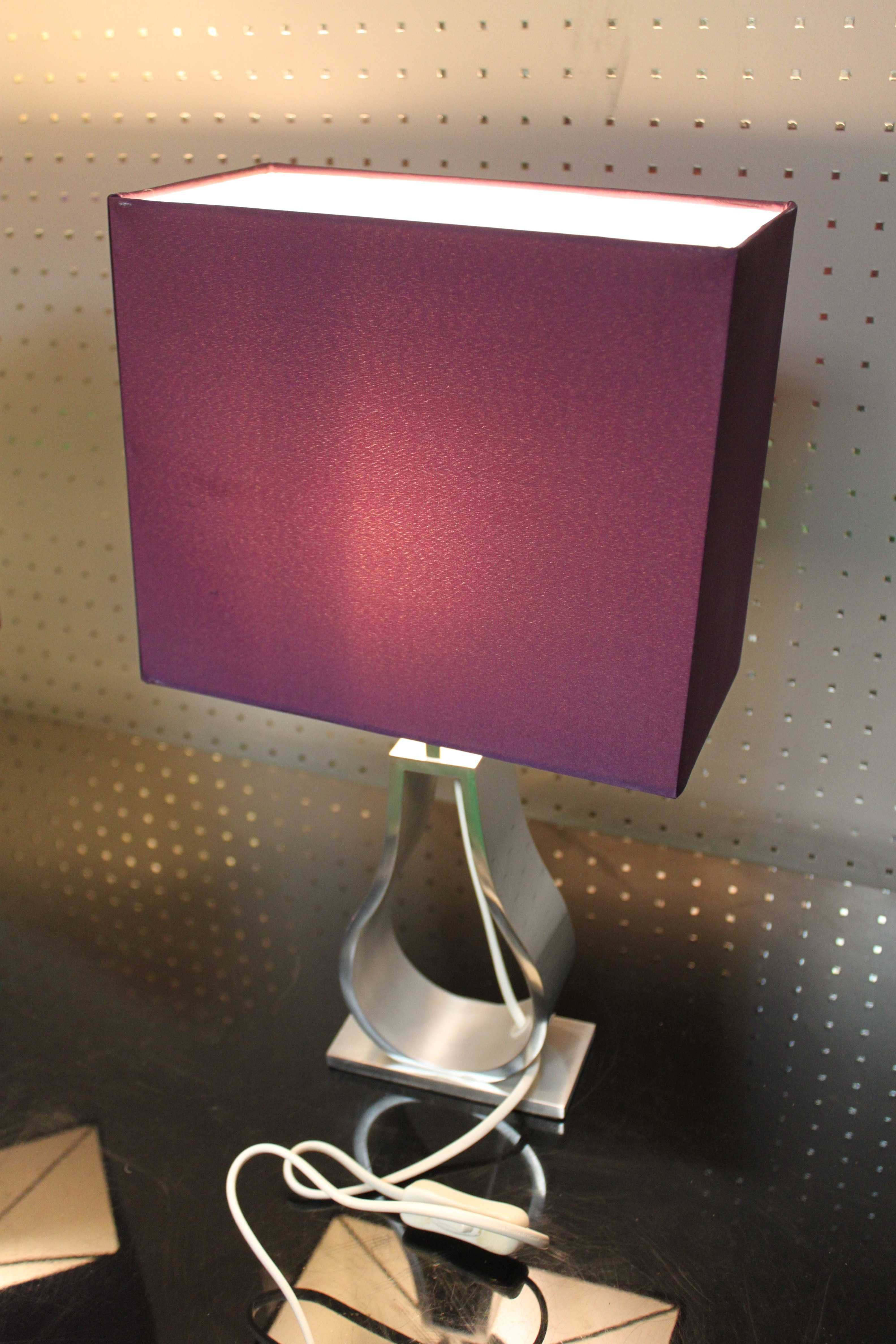 2 Lampki nocne aluminiowe, abażur, fioletowe , lampa nocna, lampka.