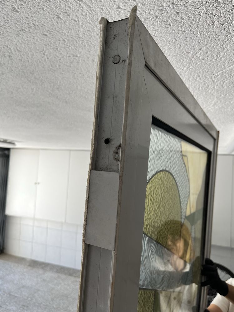Porta de alumínio e vidro duplo vitral 200x80