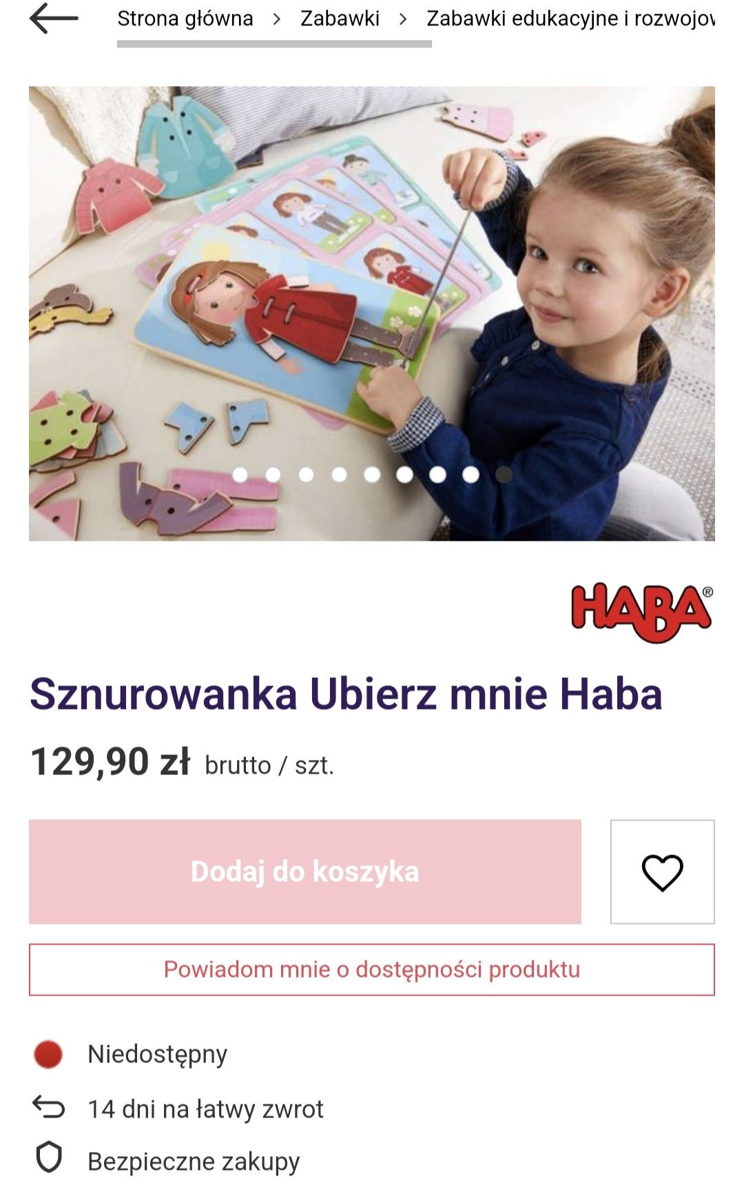 Sznurowanka/przewlekanka "Ubierz mnie" Haba wiek 3+