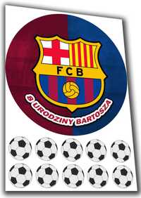 Opłatek na tort GRUBY 20cm. połysk    piłka nożna FC Barcelona barca