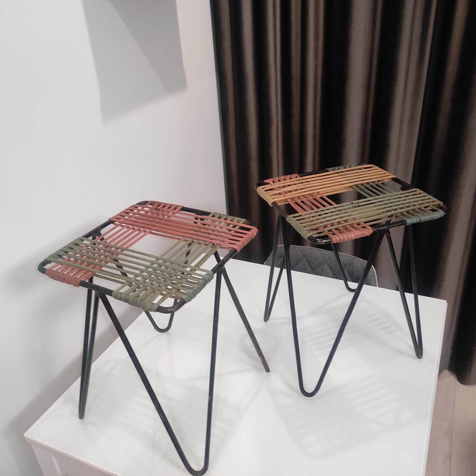 Taboret pleciony proj. W. Wołkowski, lata 60 PRL