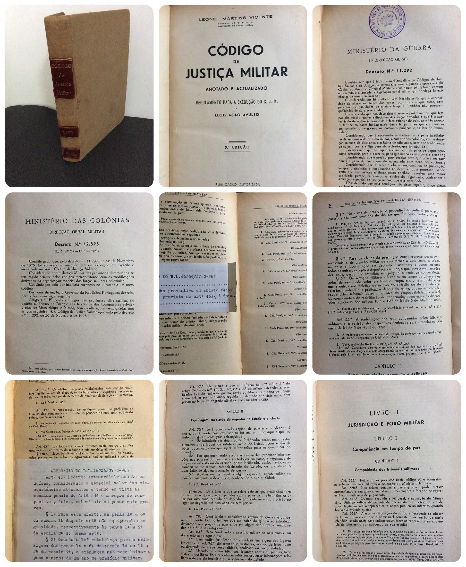 Código de Justiça Militar, 1950. Muito escasso