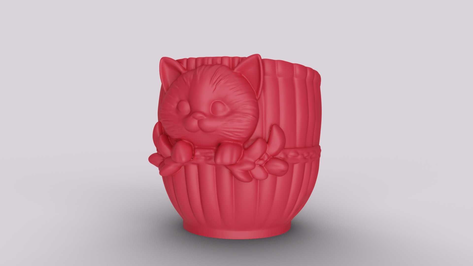 Vaso/Suporte Gatinho no Barril 3D | Decoração Casa e Secretária