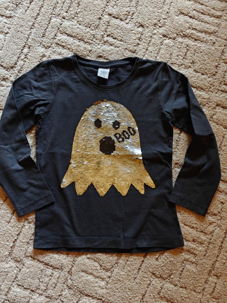 110/116 bluza z kapturem szkielet,kościotrup.Bluzka odwracalne cekiny