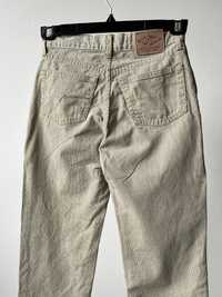 Beżowe spodnie lee cooper jeansowe w granatowe paski vintage do kostki