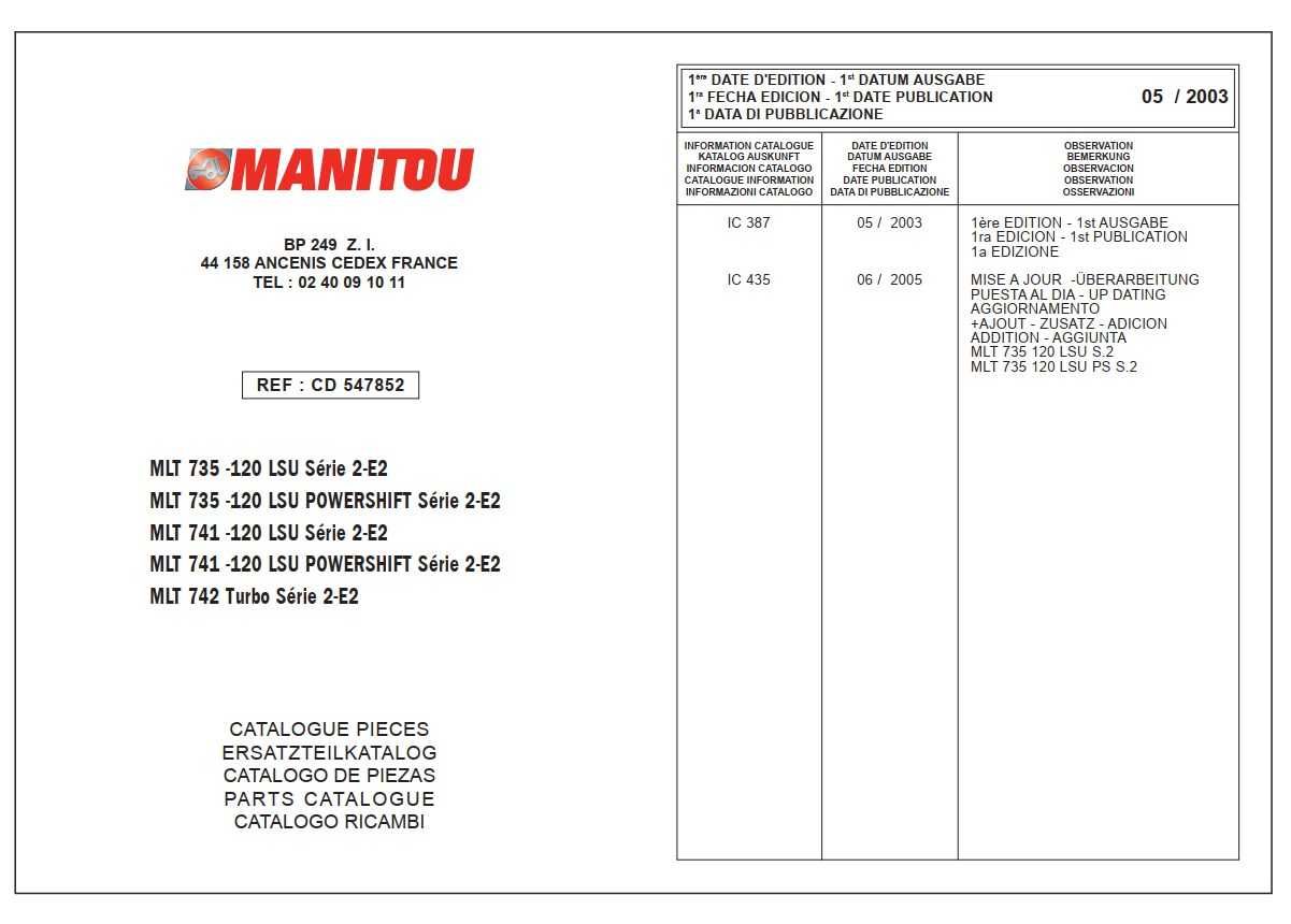 Katalog części MANITOU MLT 735, 741, 742,