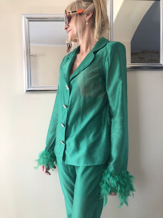 Garnitur jedwabny jedwab M vintage retro 100%