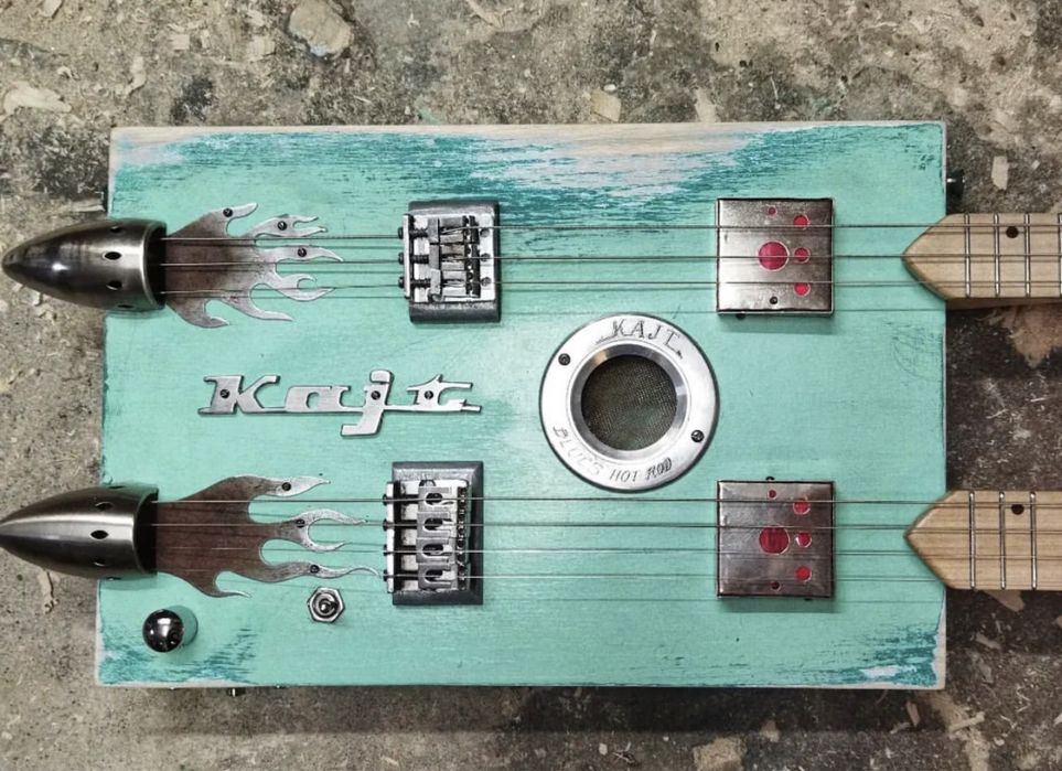 Gitara Cigar Box custom dwa gryfy