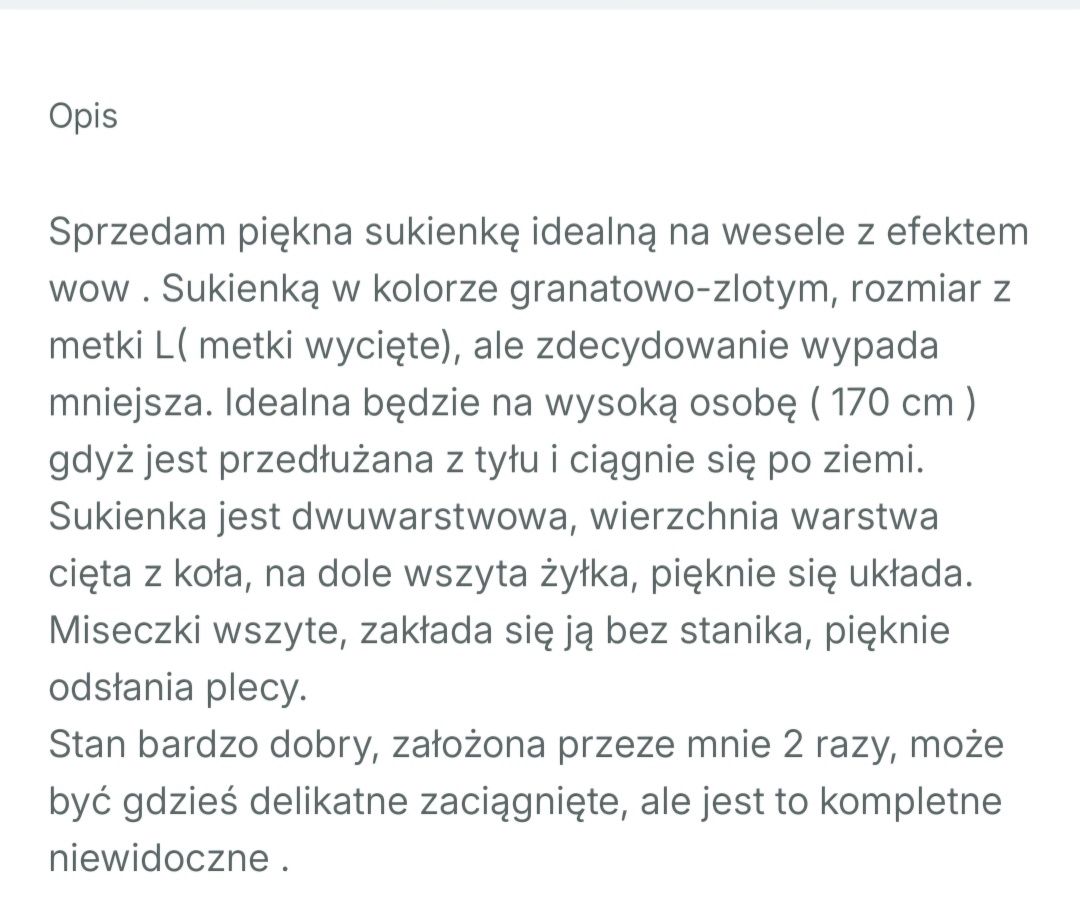Sukienka na wesele- tiul R. 38 / M