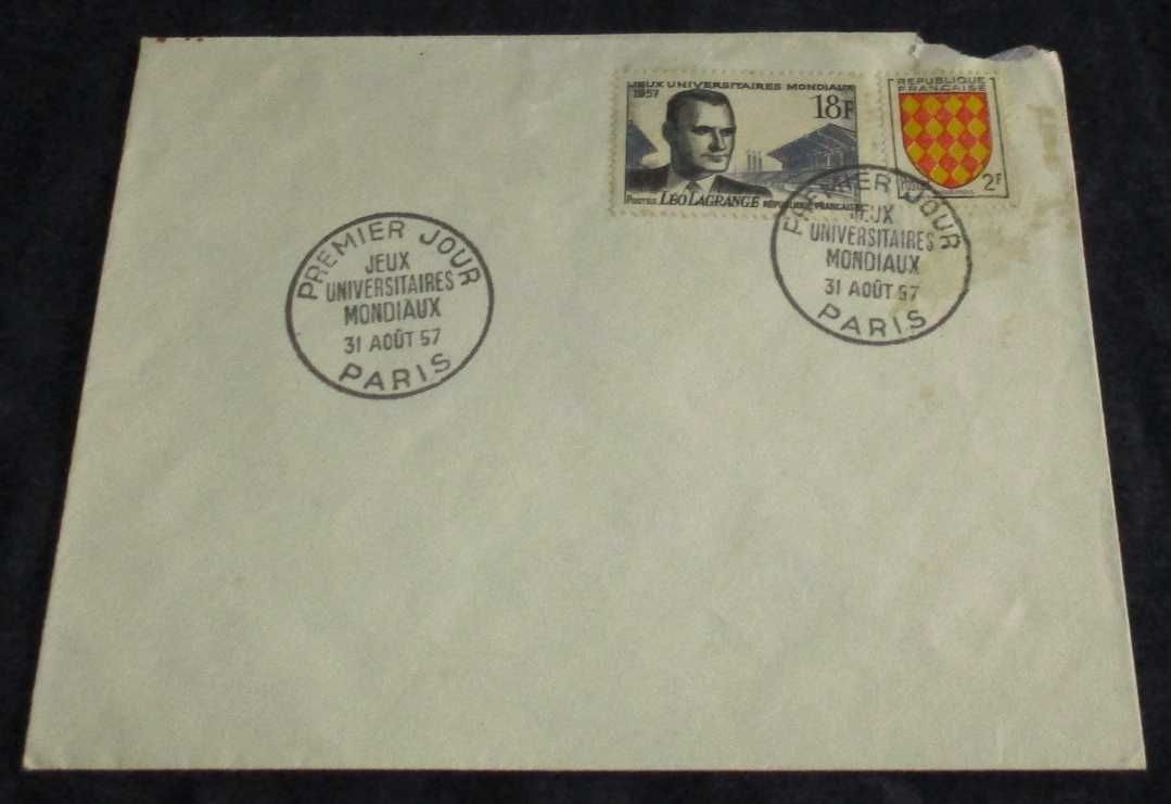 Envelope Premier Jour Jeux Universitaires Mondiaux Paris França