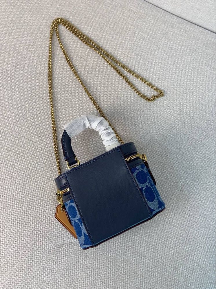 Женская мини сумка от Coach синяя оригинал