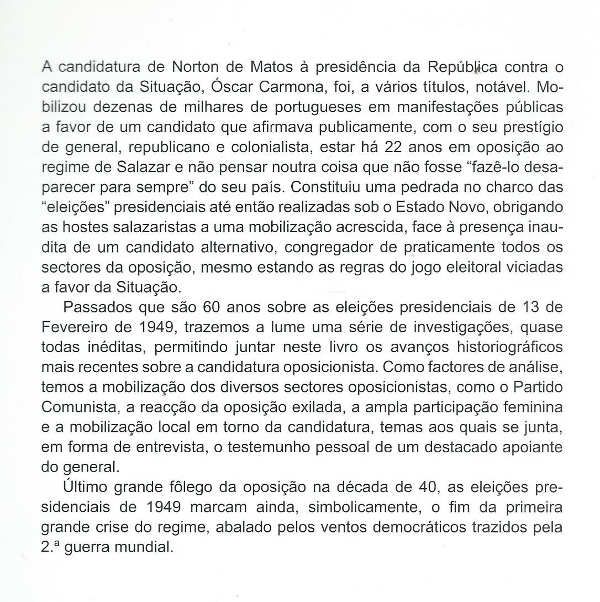 Norton de Matos e as eleições presidenciais de 1949 60 anos depois