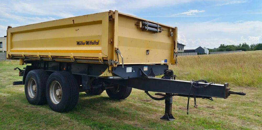 Miller Przyczepa Tandem R180 | Kipper Wywrotka trójstronna | Bordmatik- Manual | Zawieszenie pneumatyczne | Oś podnoszona|Stan idealny |