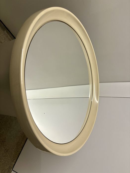 Vintage Okrągłe Lustro Space Age Atomic  Mega Design beżowy kolor Top