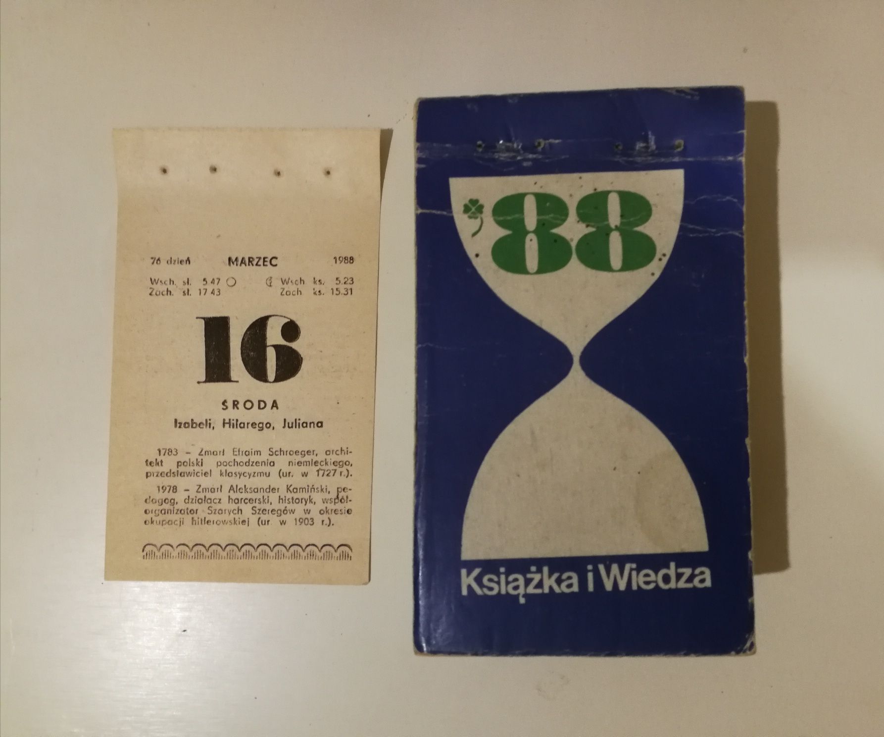 Kartka z kalendarza rok 1988