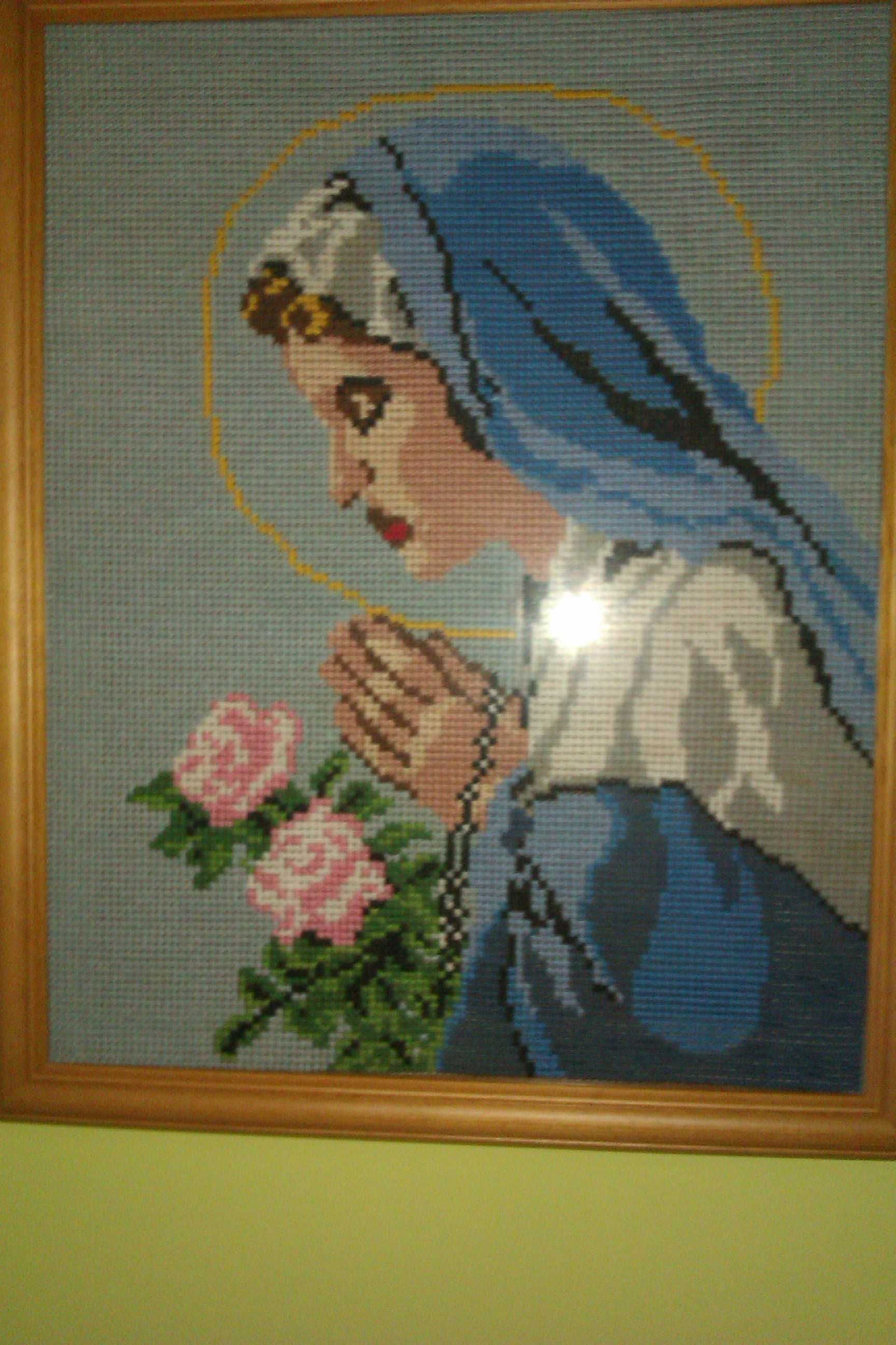 Obraz Matka Boska Różańcowa - haft krzyżykowy 24 x 30 cm