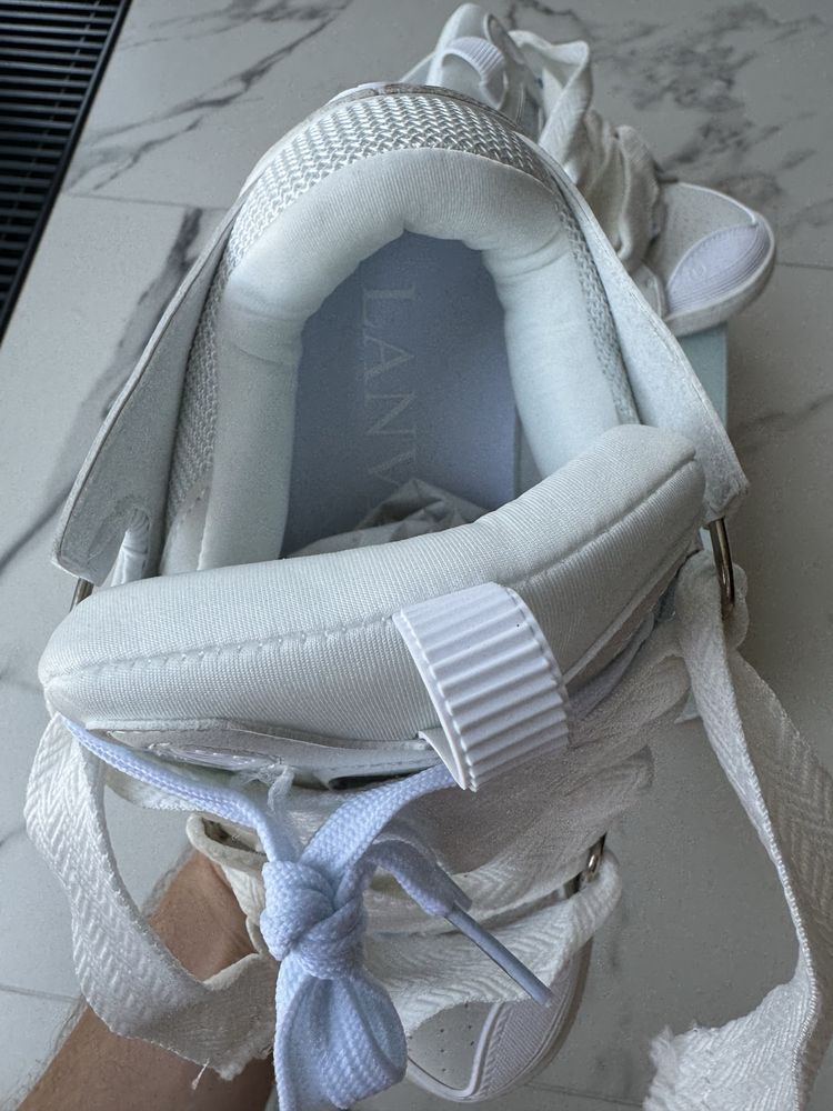 Останні розміри‼️ Чоловічі кросівки Lanvin Curb White  широкі шнурки