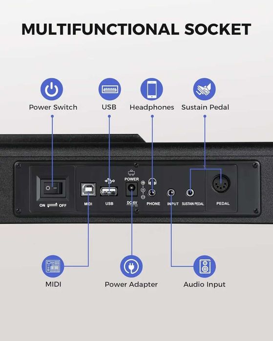 Цифрове піаніно Fesley FEP300 (педаль, пюпітр, навушники, адаптер)