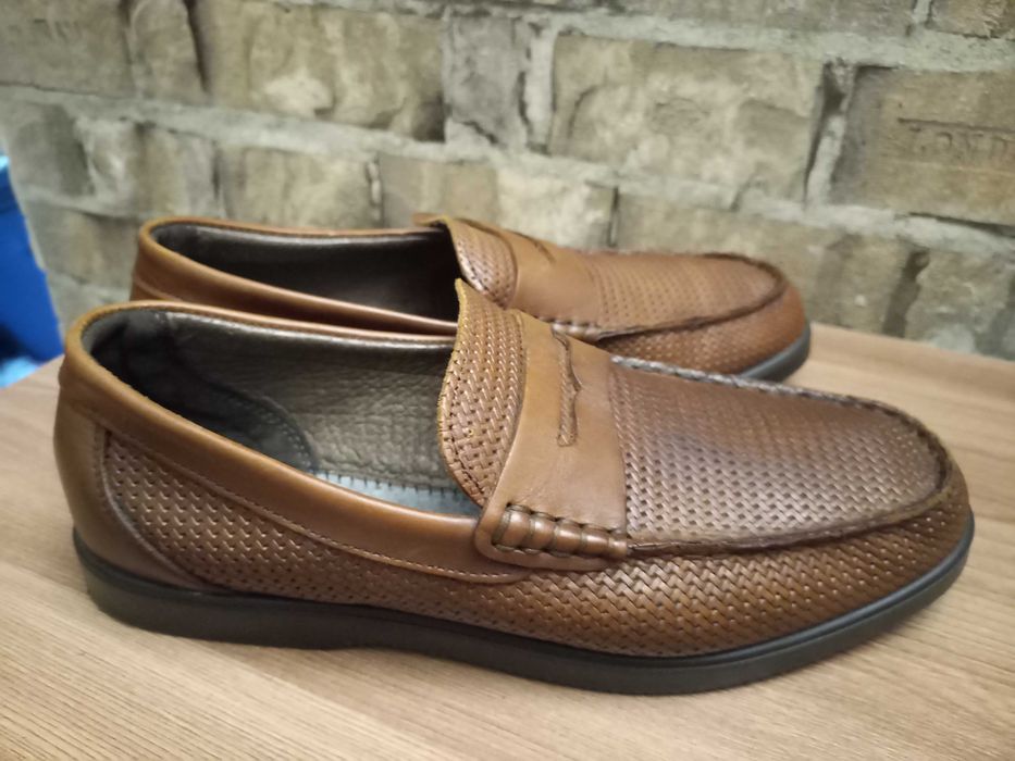 Мокасины туфли летние кожаные плетенная кожа gi&Co размер 41.