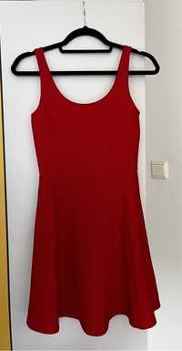 Rozkloszowana sukienka czerwona 36 S h&m