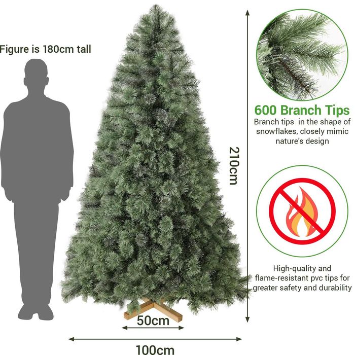 Nowa choinka / sztuczna / 210cm / drewniany stojak / jak żywa / H1!