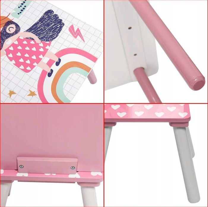 Różowy Zestaw Mebli Dla Dzieci 1 stolik/2 krzesła Super Girl, Mikołaj