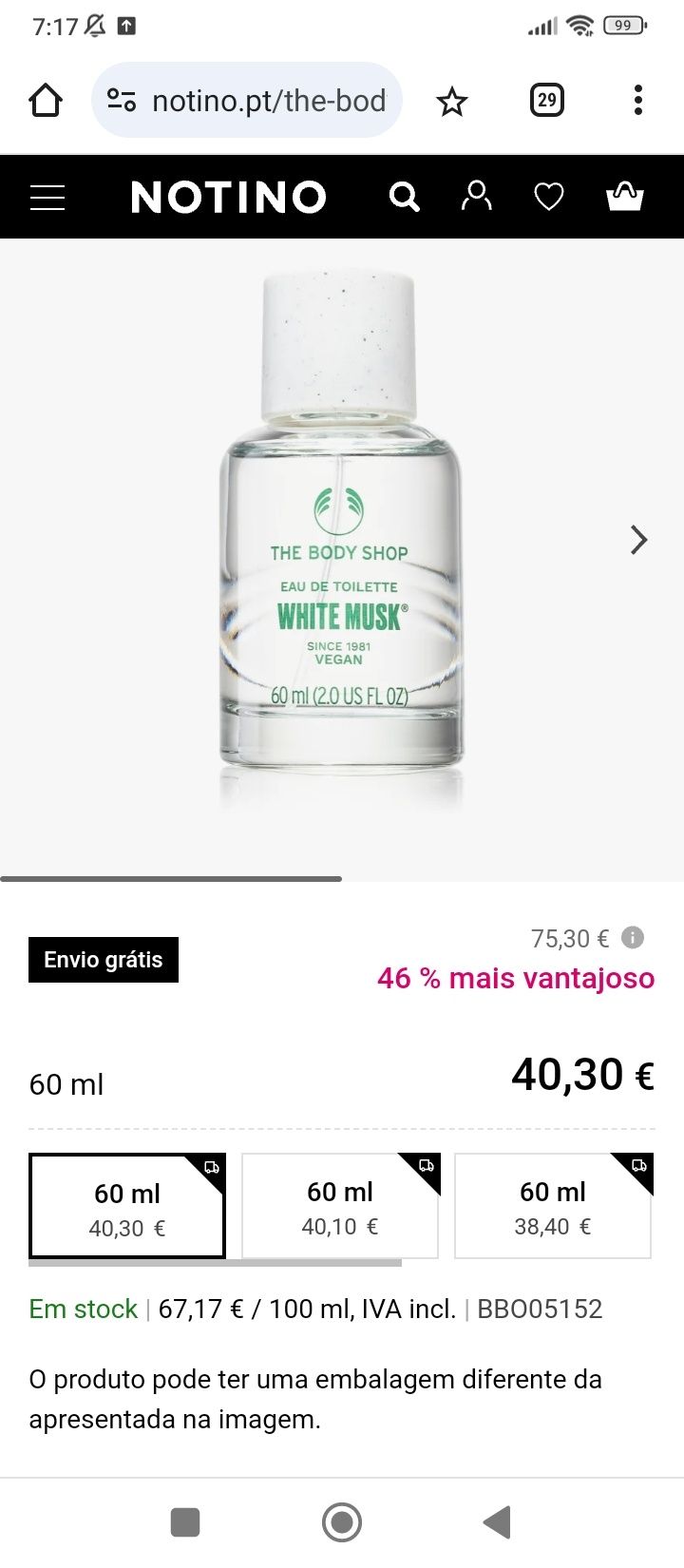 Bruma corporal e perfume white musk smoky Rose
