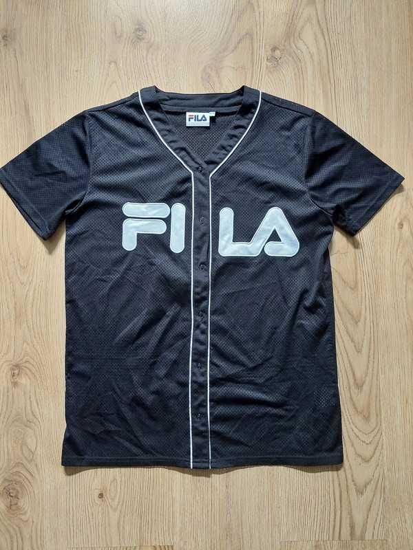 Koszulka Fila S siateczka rozpinana czarna baseball t-shirt bluzka