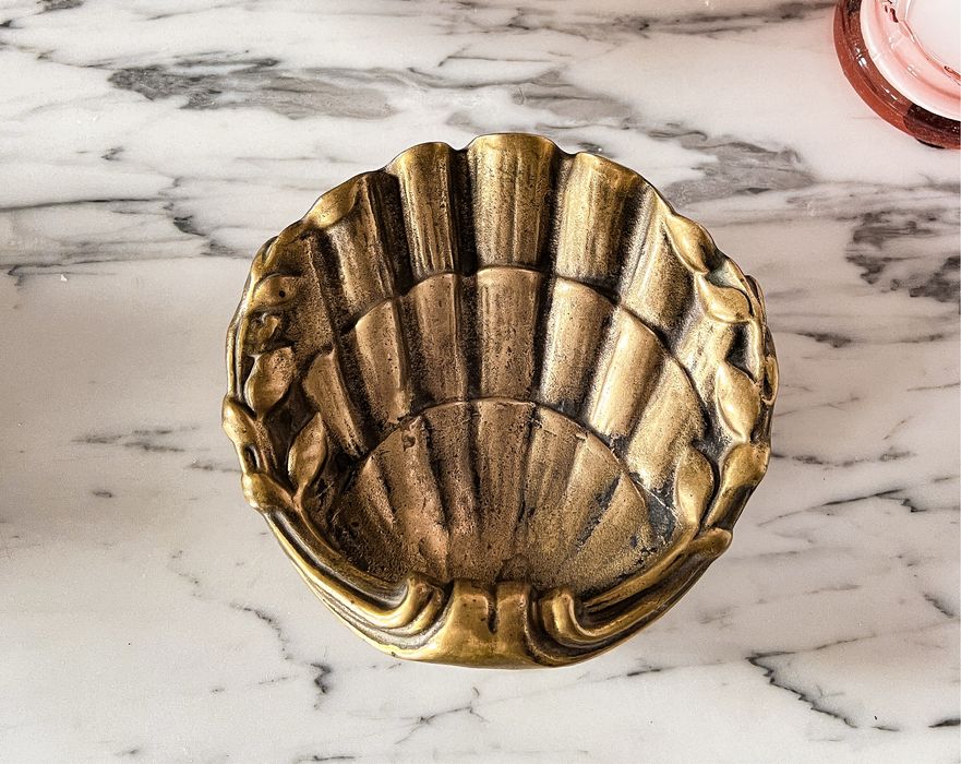 Ogromna bardzo ciężka patera muszla z mosiądzu brązu Francja antyk