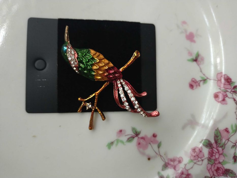 Брошь брошка бижутерия стразы птица