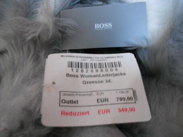 Kożuch naturalny kurtka skóra kożuszek szary HUGO BOSS r.34/36