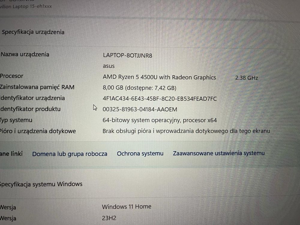 Laptoo asus um425i 5-4500u 512/8gb