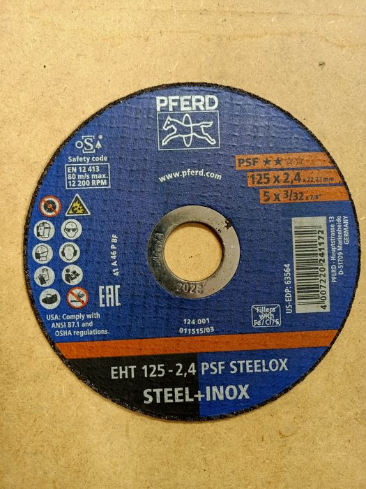 Tarcza Ściernica tarczowa PFERD EHT 125 × 2,4 × 22,23 do cięcia stali