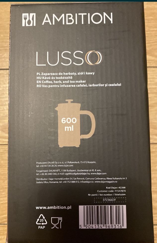 LUSSO Ambition zaparzacz 600ml złoty