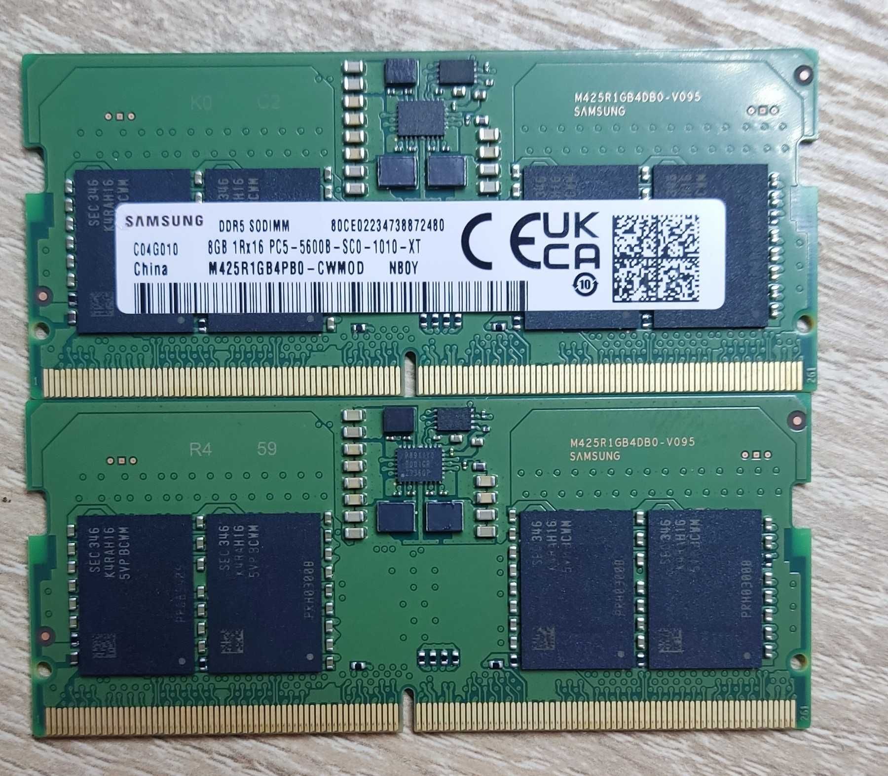 Оперативна пам'ять ОЗУ RAM Samsung SODIMM DDR5 4800 MHz, 2 х 8 Гб