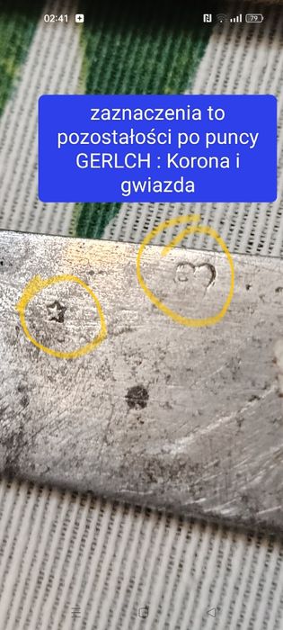 Stary nóż Gerlach BM 127 g. Przedwojenny około 1886 do 1900 r. Duży