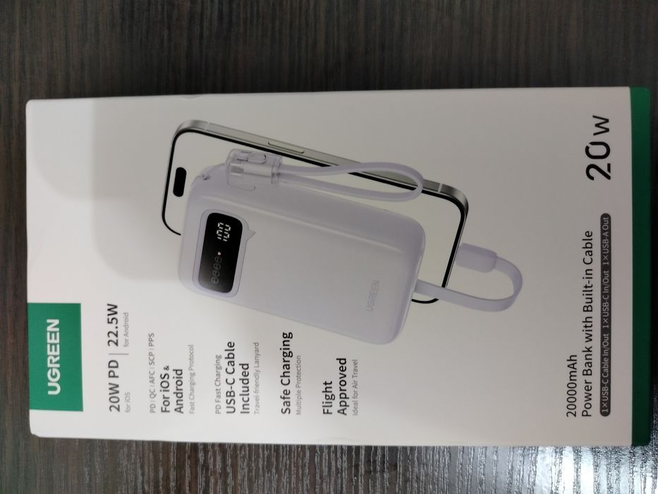 Power Bank UGREEN 20000 mAh — 20W PD / 22.5W QC. Новий.