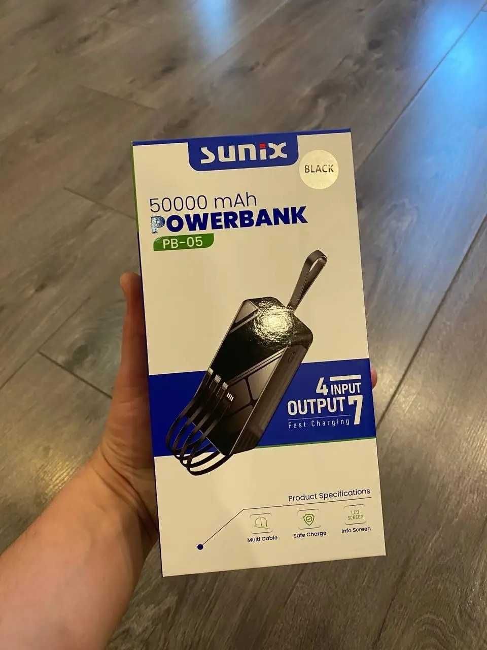 power bank 50.000 mAh повербанк с проводами и фонариком павербанк