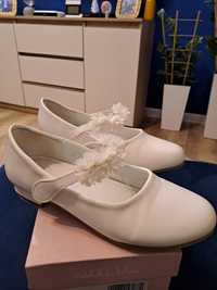 Buty pantofle dziewczęce białe komunijne rozmiar 35