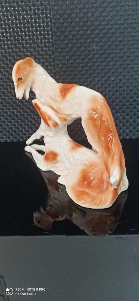 Porcelana Sitzendorf Figurka Chart Rosyjski Borzoj ( Borzoi) Piękna