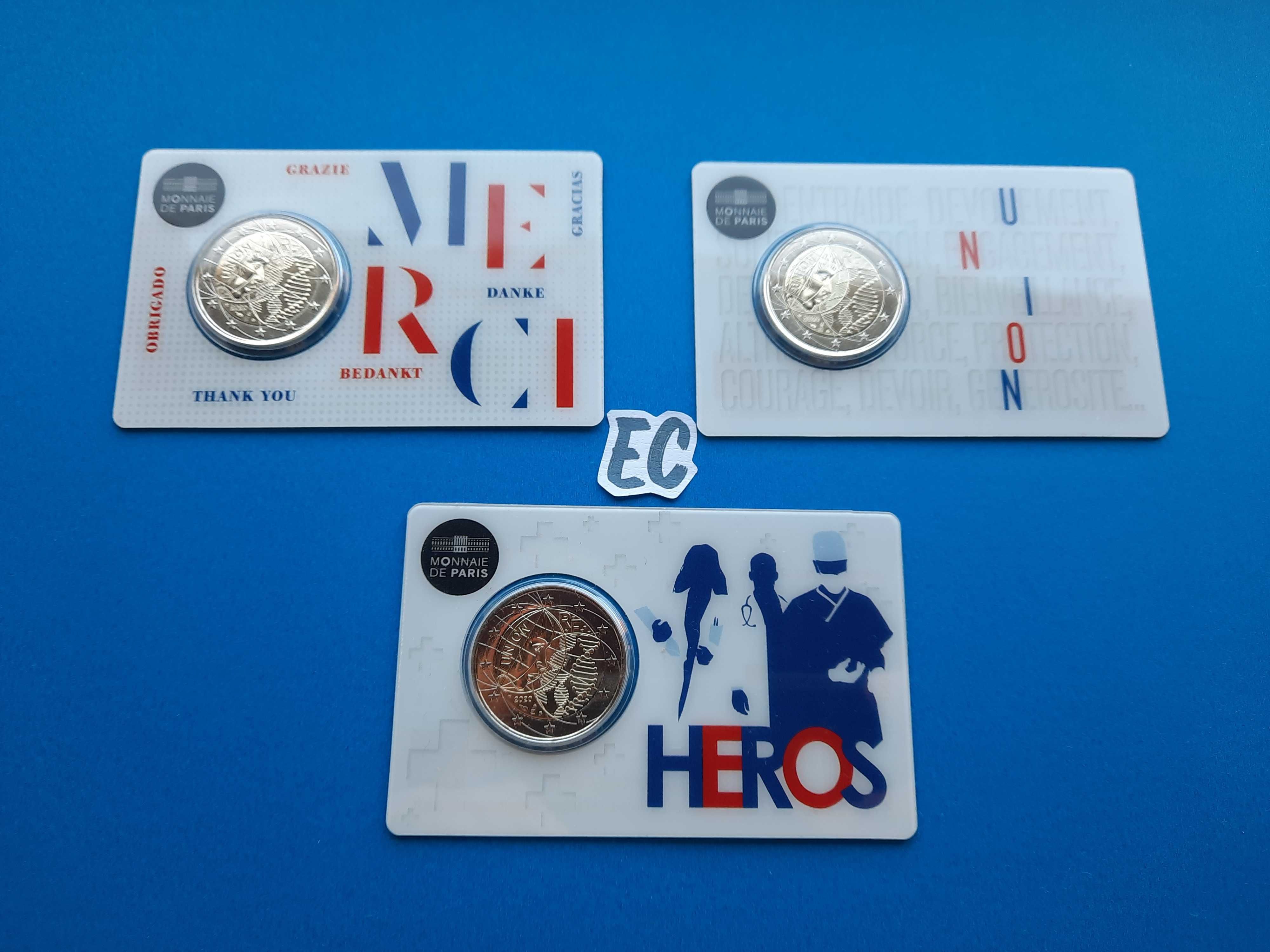 Moedas 2 euros Comemorativas Coincard, BNC e Proof