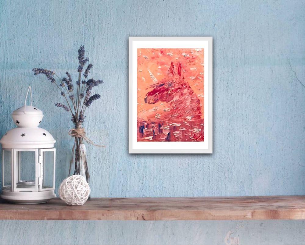 Картина Розовый Единорог, холст, акрил, декор, интерьер.