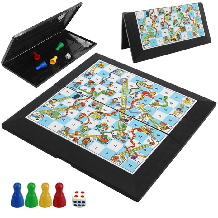 Gra planszowa węże i drabiny klasyczna składana plansza pionki 2314