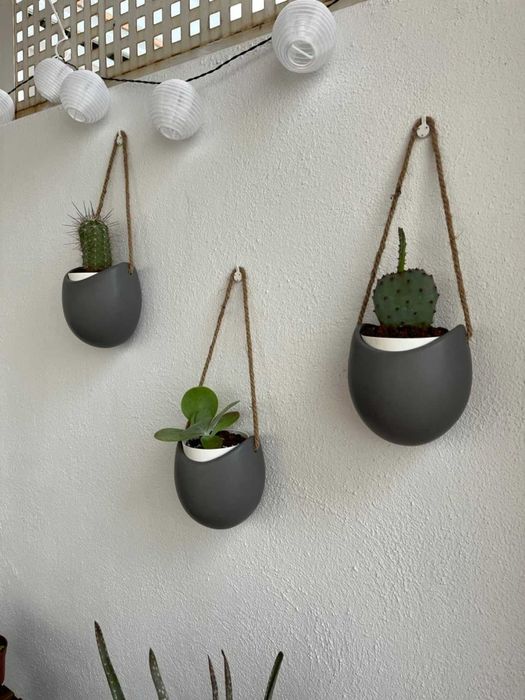 Zestaw 3 doniczki wiszące na kwiaty dekoracja dom na ścianę kwiaty