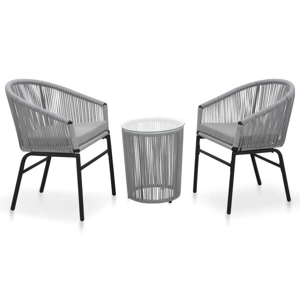 3-cz. zestaw mebli bistro z poduszkami, rattan PE, szary VidaXL 48140
