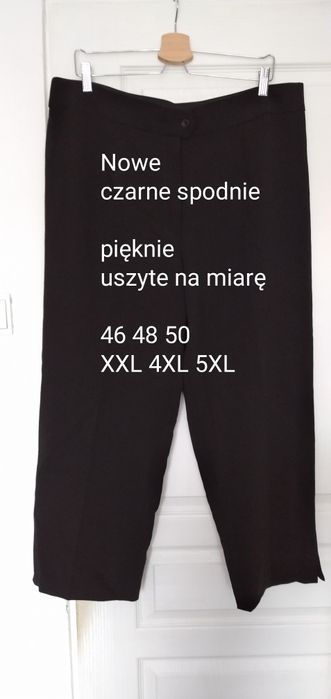 Nowe długie spodnie plus size (około 46 48 50 ) czarne pięknie uszyte!