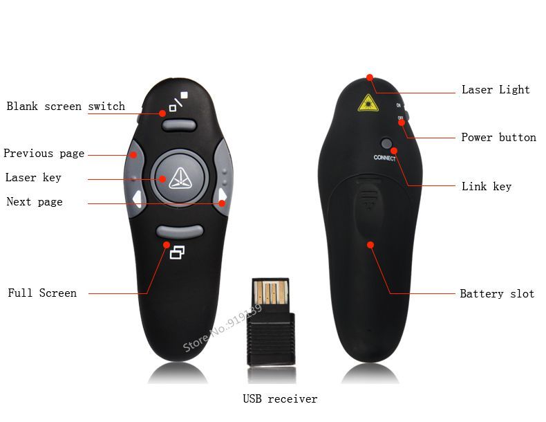 Apontador laser wireless USB para apresentações - PowerPoint