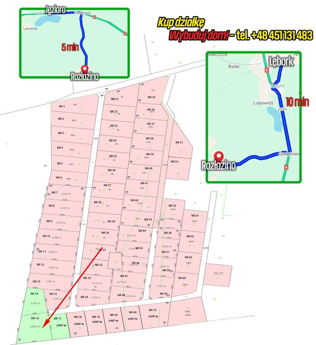 Rozłazino, działka przy lesie, 30min od Wejherowa, VIP bez pośredników